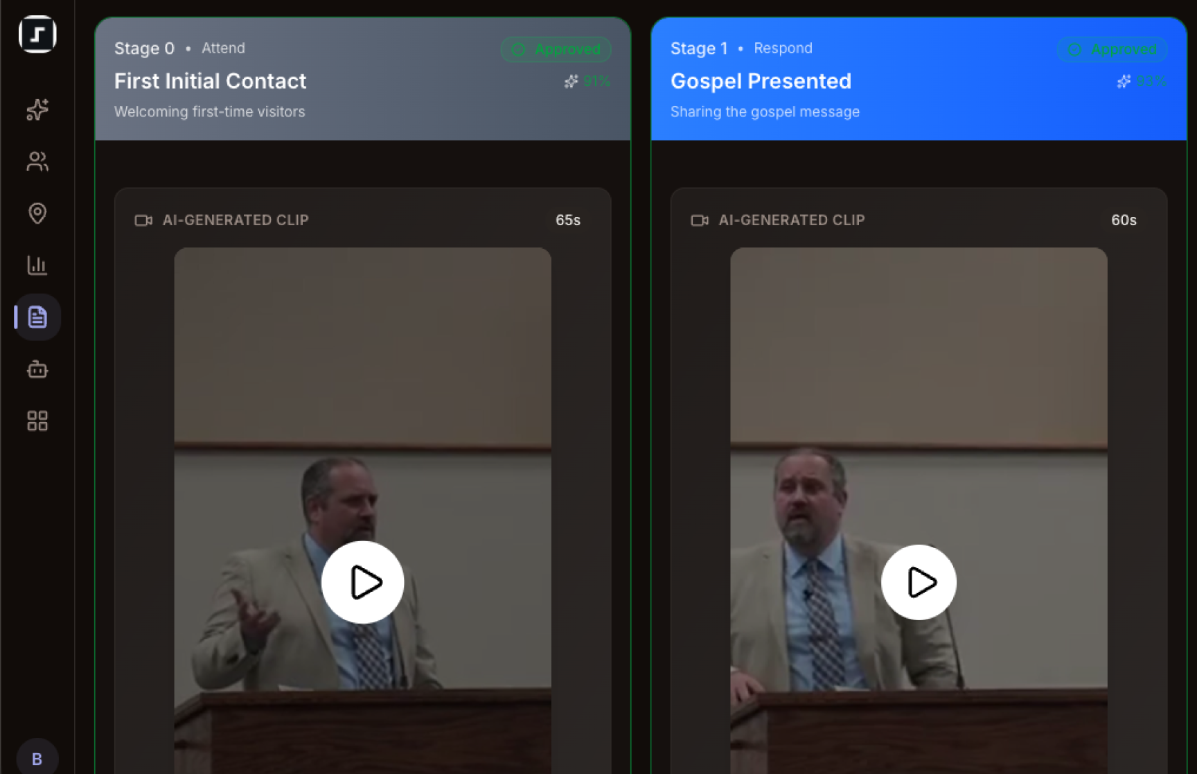 AI-Generated Clips — sermon highlights for every stage